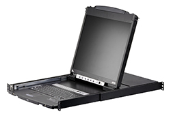 16-Port PS/2-USB VGA Dual Rail LCD KVM-switch med kedjekopplingsport och stöd för USB-kringutrustning