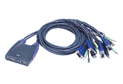 4-portars KVM-switch med USB-/VGA-/ljudkabel (1,8m)