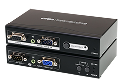 VGA/ljud/RS-232 Cat 5-förlängare med dubbla utgångar (1280 x 1024 vid 200 m)